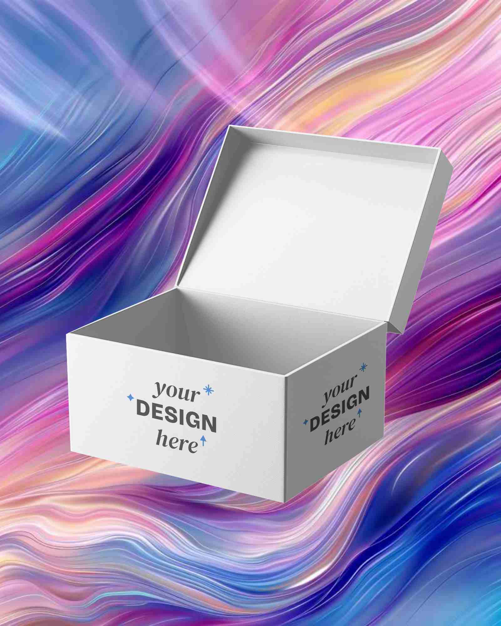 open box mockup for packaging design with two side visible