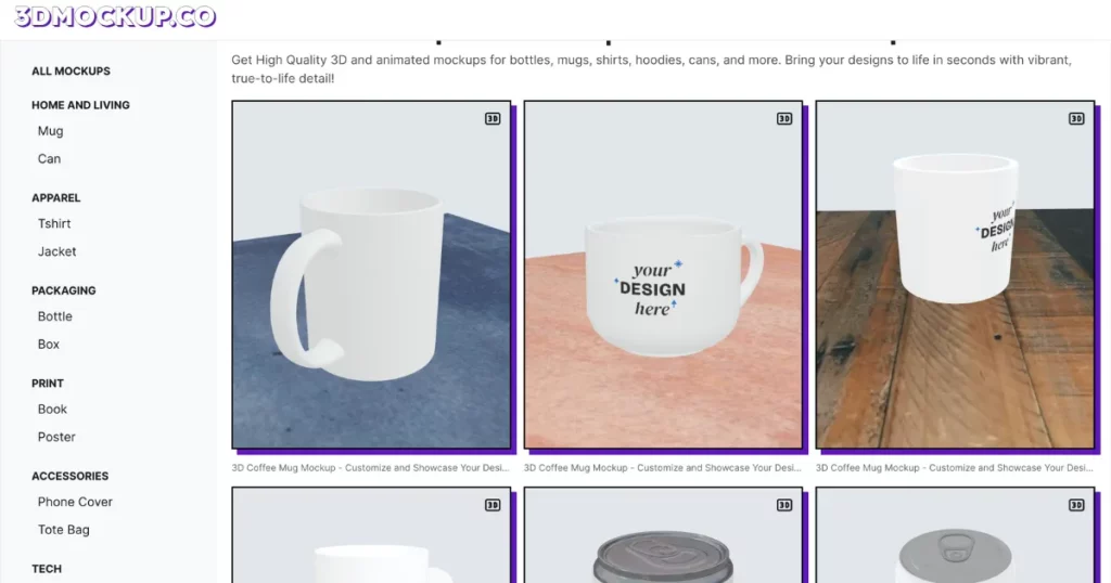 select a 3d template on how to create a 3d mockup