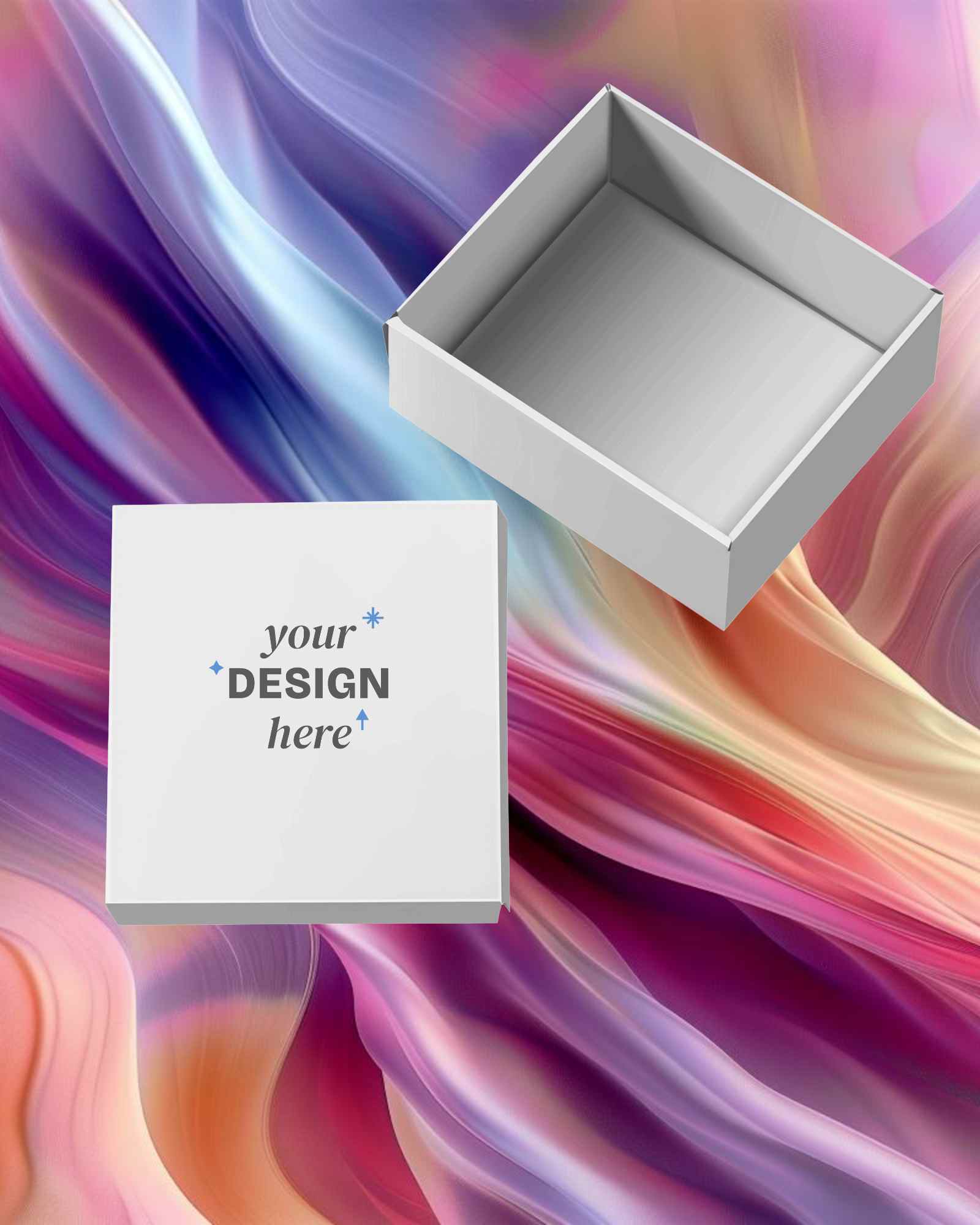 small box mockup for packaging design with both open and closed look