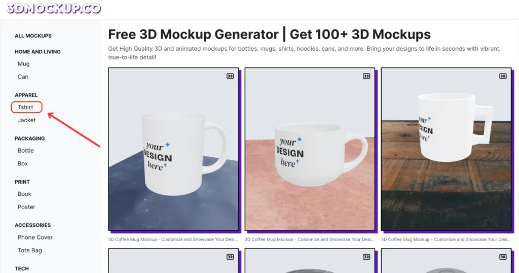 look for t-shirt in the apparel section on how to make 3d t shirt mockup
