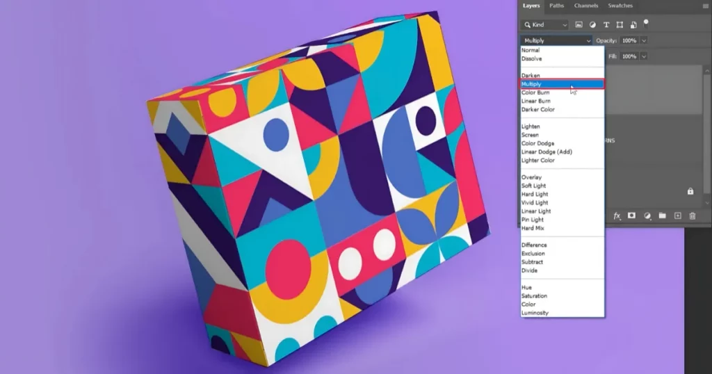 change the blending mode of your design layer to multiply