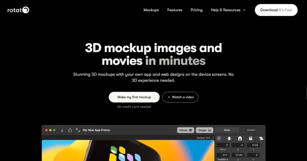 3d mockups with rotato