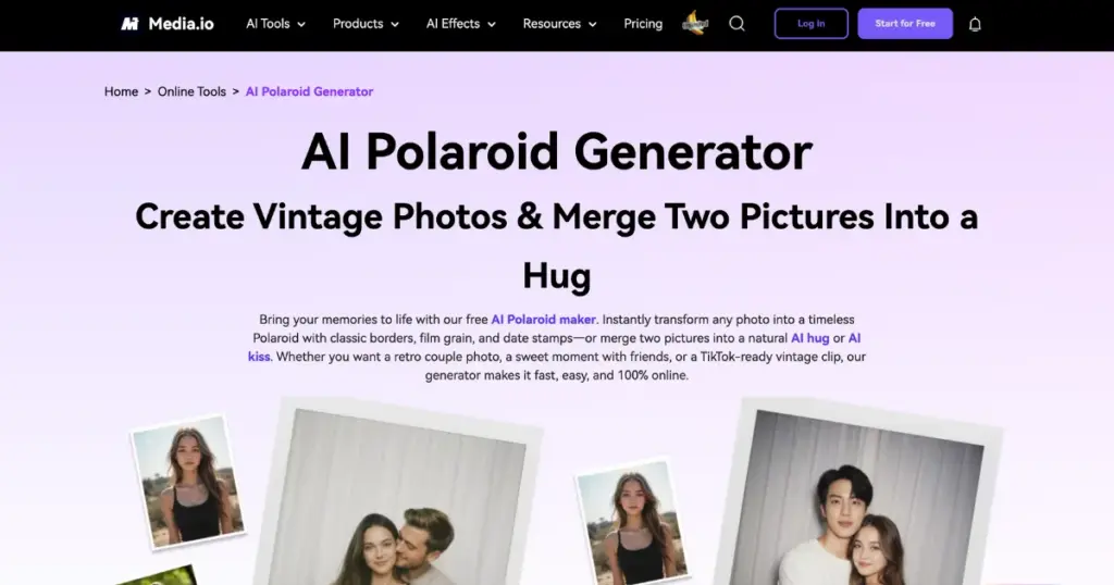 media.io's polaroid pictures