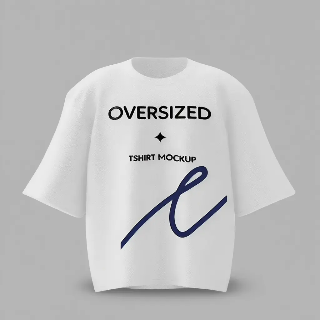 3d Round neck Oversized Tshirt Mockup
