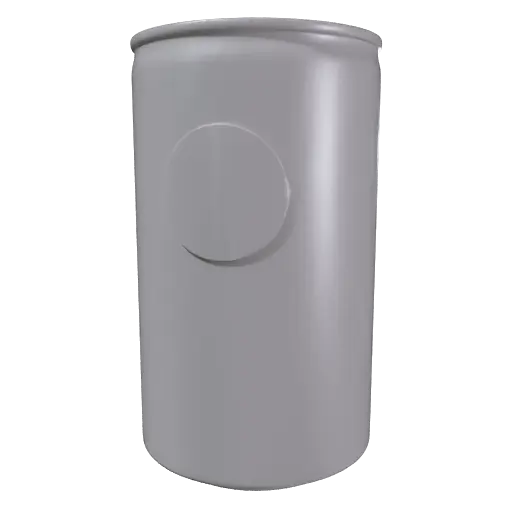 Meshy default output with Texture off, an untextured grey mesh of the can